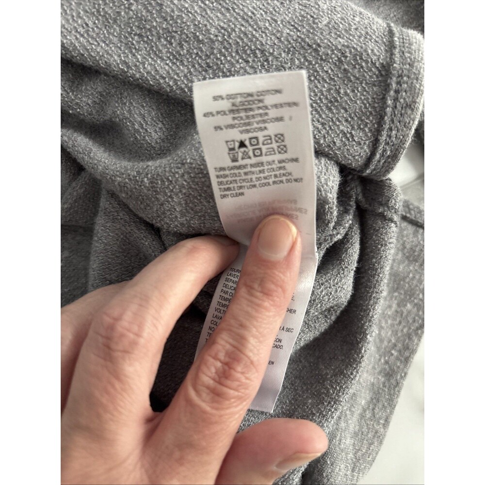 Lucky Brand Women Medium Gray Distressed American Flag USA Pullover Sweatshirt - Picture 6 of 10
